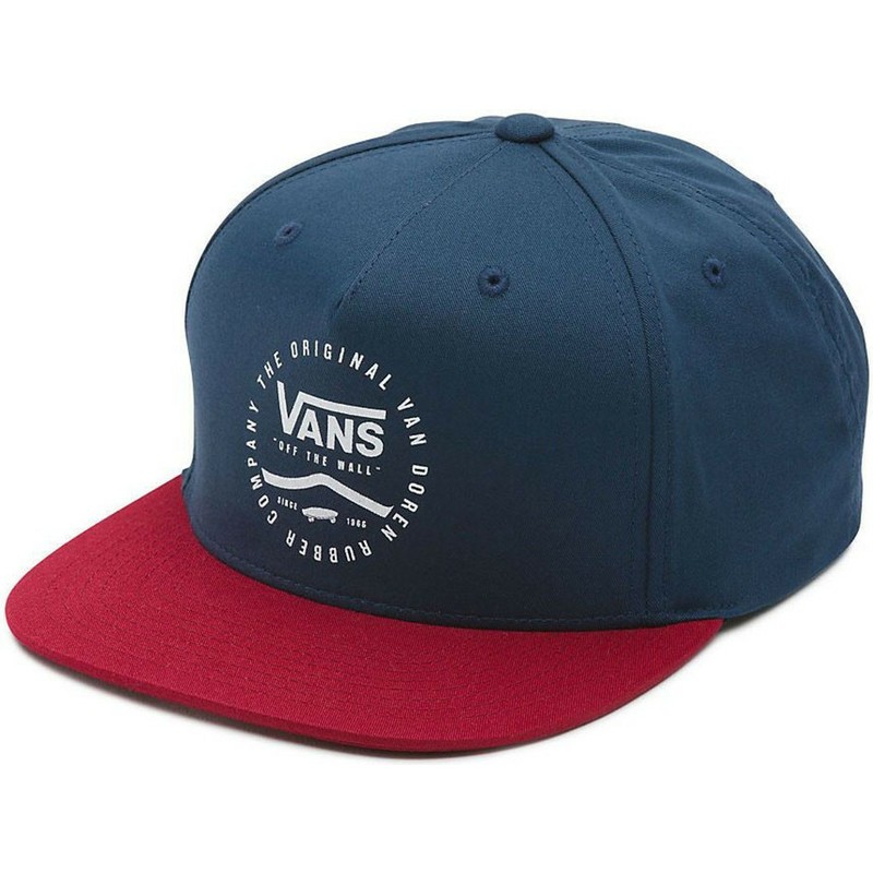 vans-flat-brim-side-stripe-navy-blue-snapback-cap-with-red-visor