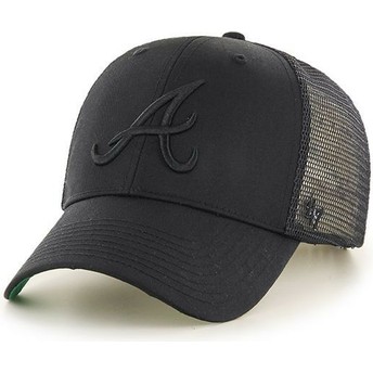 47 Brand Black Logo Atlanta Braves MLB MVP Branson Black Trucker Hat