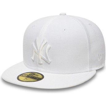 New Era Flat Brim 59FIFTY White on White New York Yankees MLB White Fitted Cap