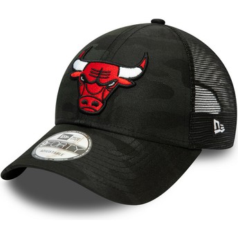 Gorra curva camuflaje negro ajustable 9FORTY Home Field de Chicago Bulls NBA de New Era