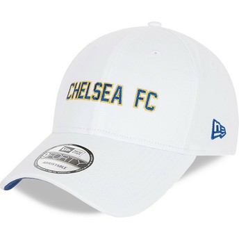 New Era Curved Brim 9FORTY Cotton Wordmark Chelsea Football Club White Adjustable Cap