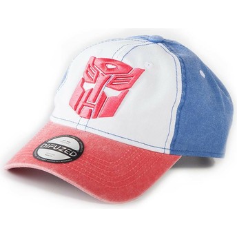 Difuzed Curved Brim Autobots Transformers White, Blue and Red Adjustable Cap