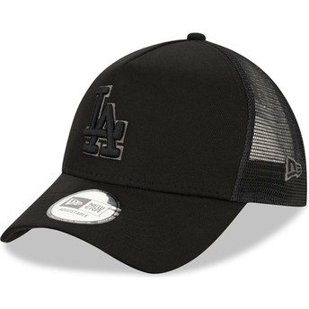 New Era Black Logo 9FORTY A Frame Los Angeles Dodgers MLB Black Trucker Hat