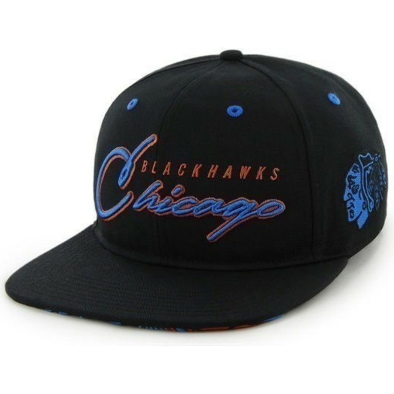 gorra-plana-negra-con-logo-azul-snapback-con-logo-de-letras-de-chicago-blackhawks-nhl-de-47-brand
