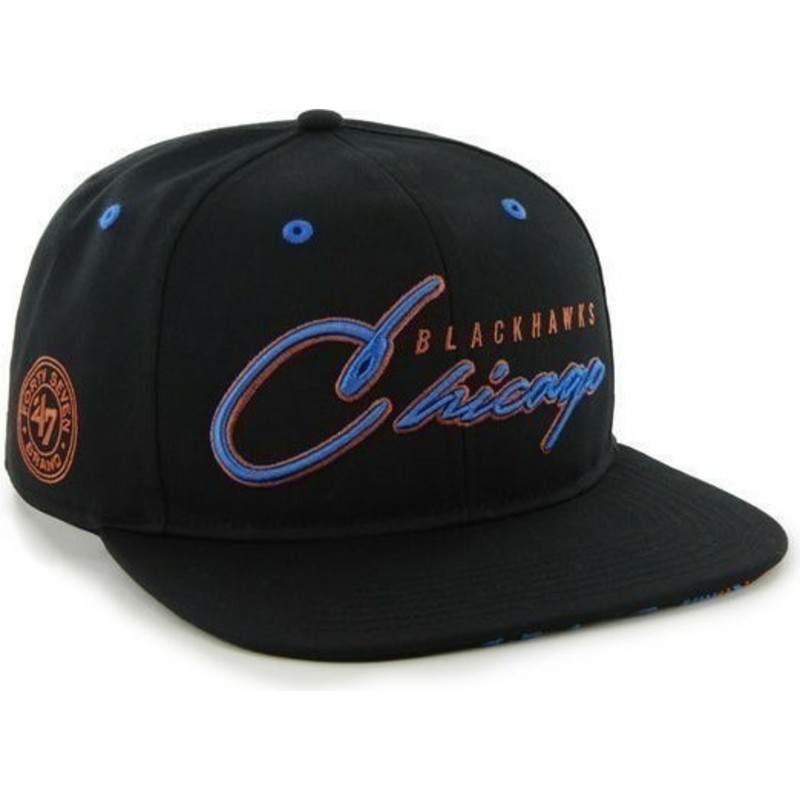 gorra-plana-negra-con-logo-azul-snapback-con-logo-de-letras-de-chicago-blackhawks-nhl-de-47-brand