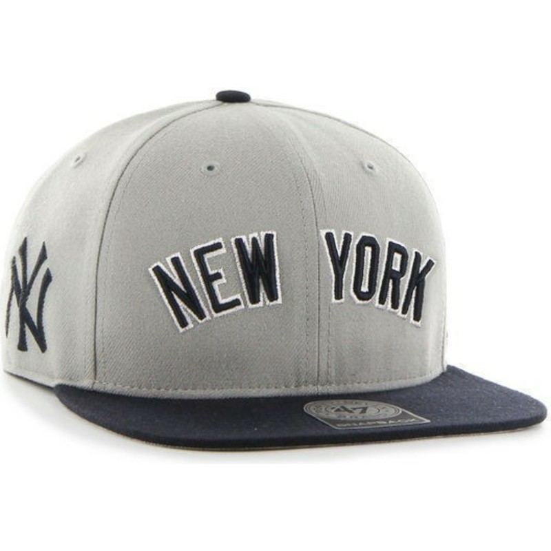 47-brand-flat-brim-side-logo-mlb-new-york-yankees-grey-snapback-cap